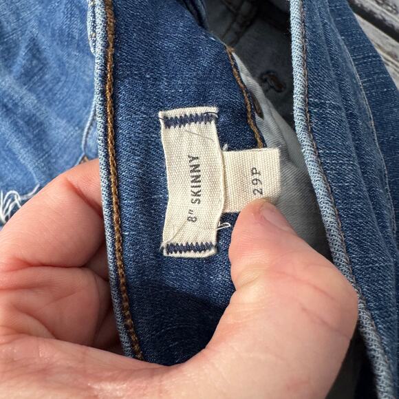 Madewell 9” Skinny Jeans Women’s Size 29P Petite Blue Denim Raw Hem Stretch - Picture 3 of 8